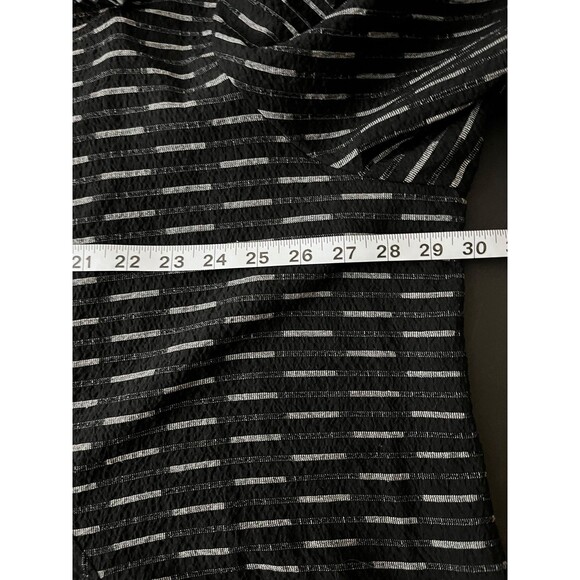 Ali Miles Pullover Womens 3X Black Gray Cowl Neck Tunic Pockets Striped - Picture 6 of 7